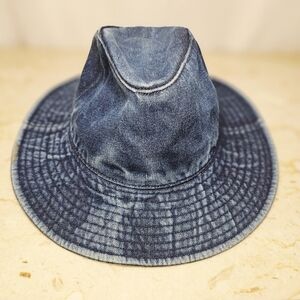 NWT Withmoons Vintage-style Cotton Blue Denim Panama Cowboy Western Hat OS
